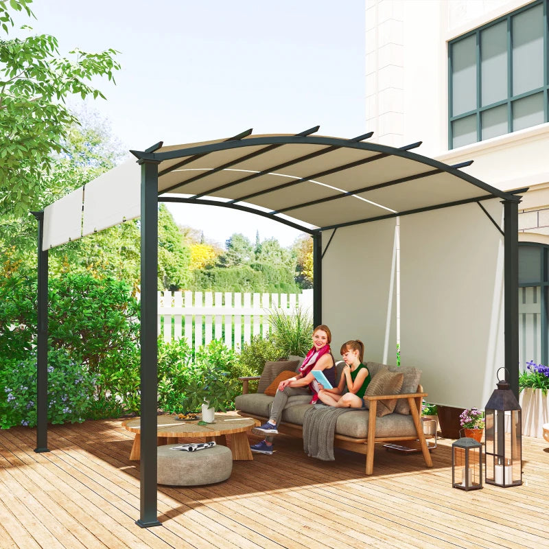 11' X 11' Outdoor Retractable Pergola Canopy For Backyard, BeigeMultiple Packages