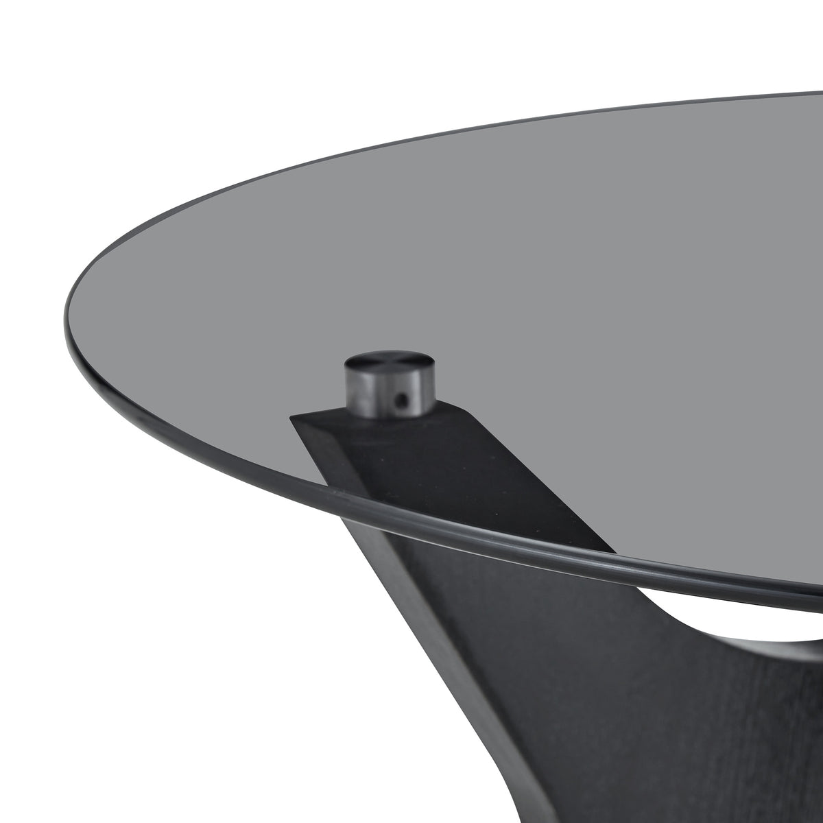 Round Coffee Table With Glass Top, Modern Living Room Table With Black Wooden Frame, Sturdy Coffee Table 80cm, Heat & Scratch Resistant, For Living Room, Office & Lounge
