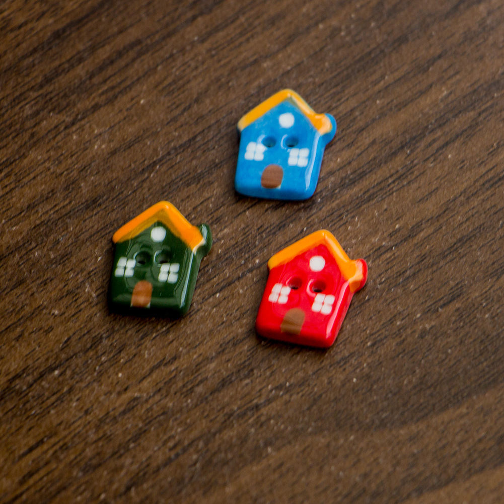 Small House Ceramic Buttons Clothing Accessories