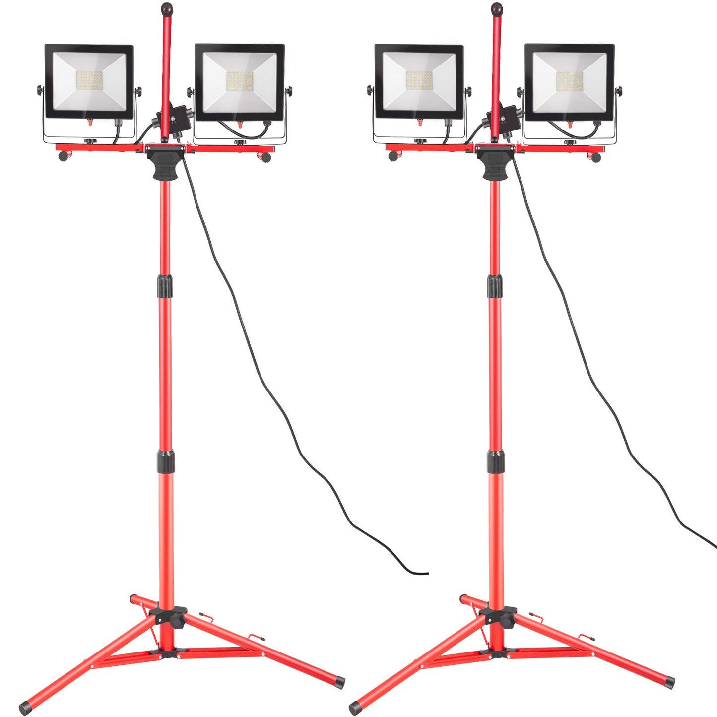 LED Work Light With Stand, 2PCS 10000 Lumen Dual-head LED Work Light With Adjustable And Foldable Tripod Stand, IP65 Waterproofed LED Tripod Work Light, With 5000 K Color Temperature