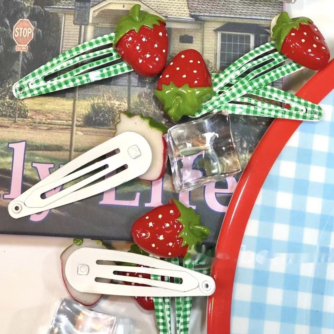 Strawberry Cute Vintage Hair Accessories With Diamond