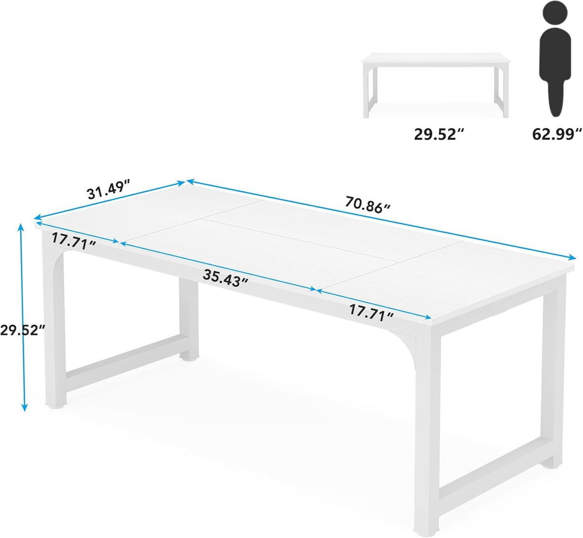 0.8'Executive Desk, Large Office Computer Desk With Thicken Frame, Modern Simple Workstation Business Furniture