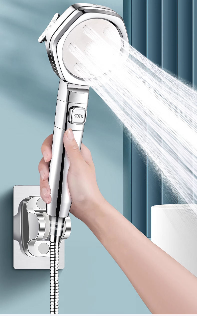 Pressure Boost Handheld Shower Head, Multi-mode Bathroom Shower Sprayer With One-key Stop Water, Household Bath Shower Head For Low Water Pressure