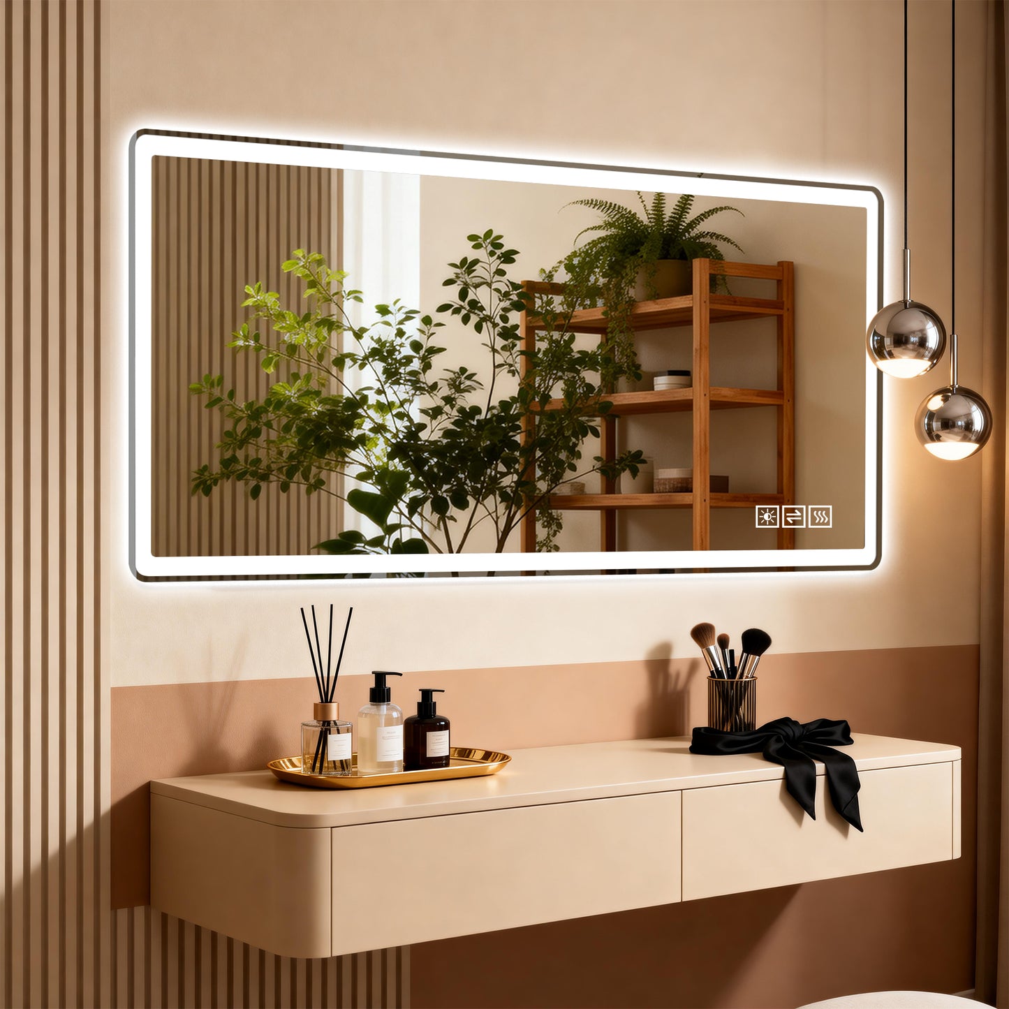 28x60inch LED Bathroom Vanity Mirror ,wall Mirror,Anti-Fog, Dimmable,Shatter-Proof Tempered Glass, Ideal For Bathroom Wall Decor, Beauty Makeup And Shaving