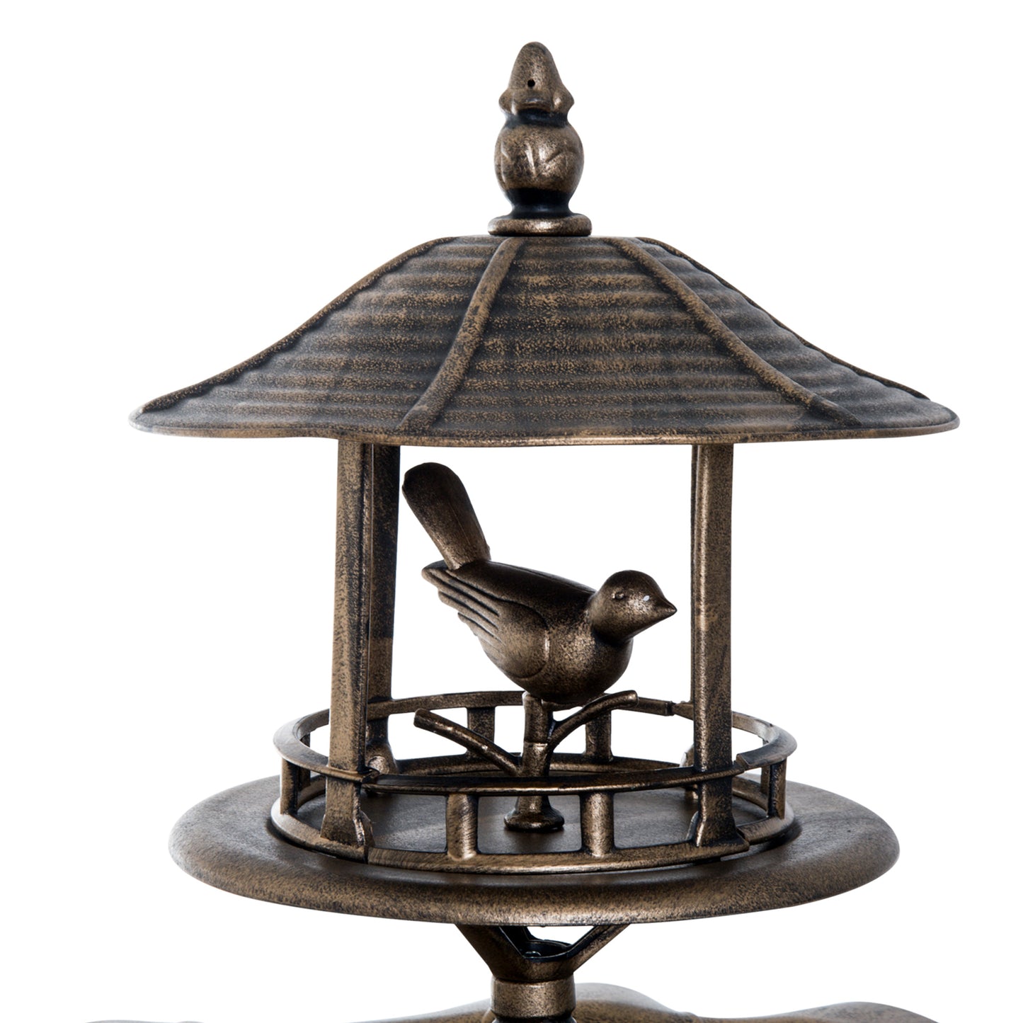 3 in 1 Garden Bird Bath Bowl Pedestal with Bird Feeder, Large Water Basin, Underneath Flower Planter, Bronze