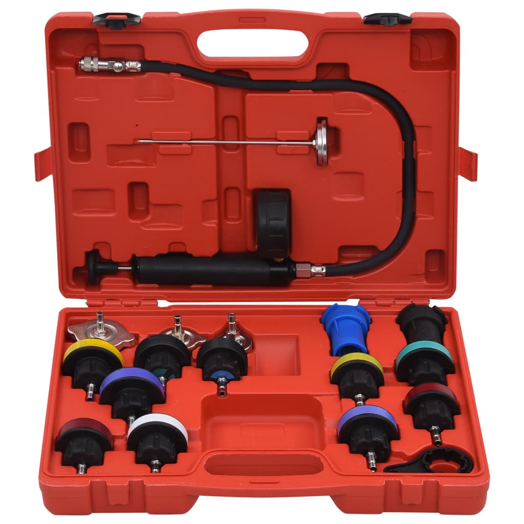 pressure testing device for cooling systems & radiator caps, 18-piece set.