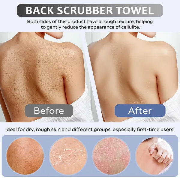 Premium Bamboo Fiber Exfoliating Body Scrubber Towel - Deep Clean & Gentle Exfoliation For Smooth Skin-Beige