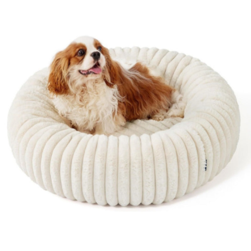 Pet Bed High-Grammage Vertical-Stripe Rabbit Fur Plush Mat Long-Haired Round Cat Winter Warm Dog House