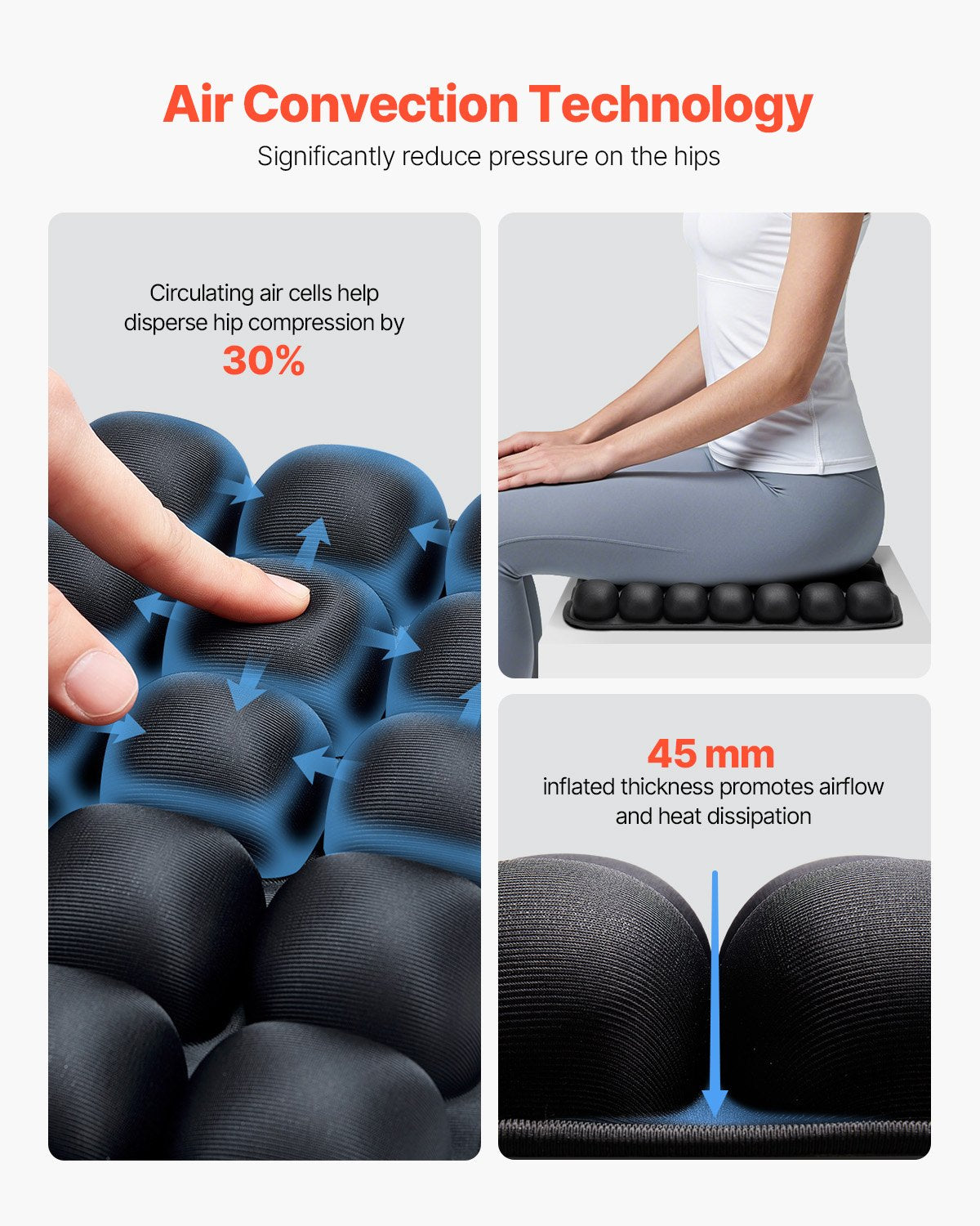 Inflatable Seat Cushion, 3D Air Cell Seat Cushion For Pressure Relief, Lycra & TPU Wheelchair Seat Pad With Manual Pump, Lightweight And Portable For Travel, Office, Car, Airplane