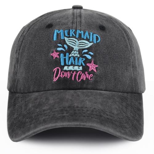 2pcs Mermaid Hair Baseball Cap For Women Men, Cute Cow Baseball Hat Vintage Washed Cotton Fitted Cap