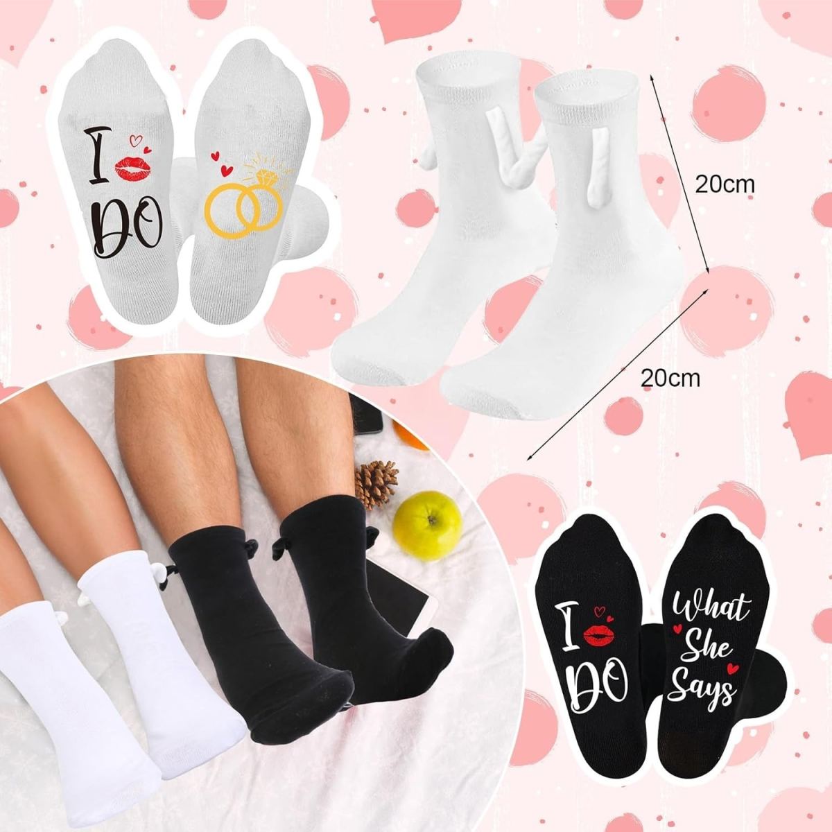 2 Pairs Of Wedding Socks: Funny Socks, Wedding Gifts For The Bride And Groom, Hand-in-Hand Cuddly Socks, Funny Engagement Socks, Gift For Weddings, Engagement Parties, And Christmas