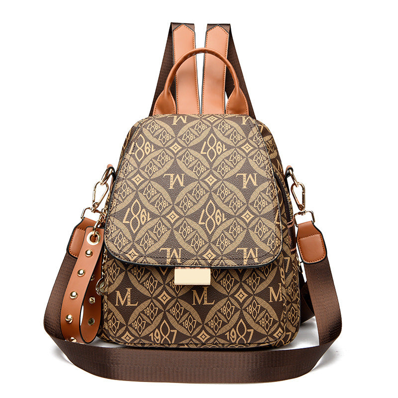 Korean-style Fashionable Solid-color Womens Casual Backpack