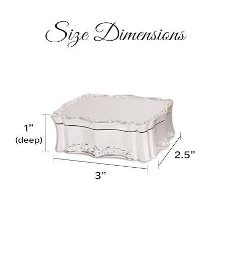 Cherished Moments Rectangle Shaped Jewelry Keepsake Box for Jewelry, Trinkets or Special Treasures, Silver Toned