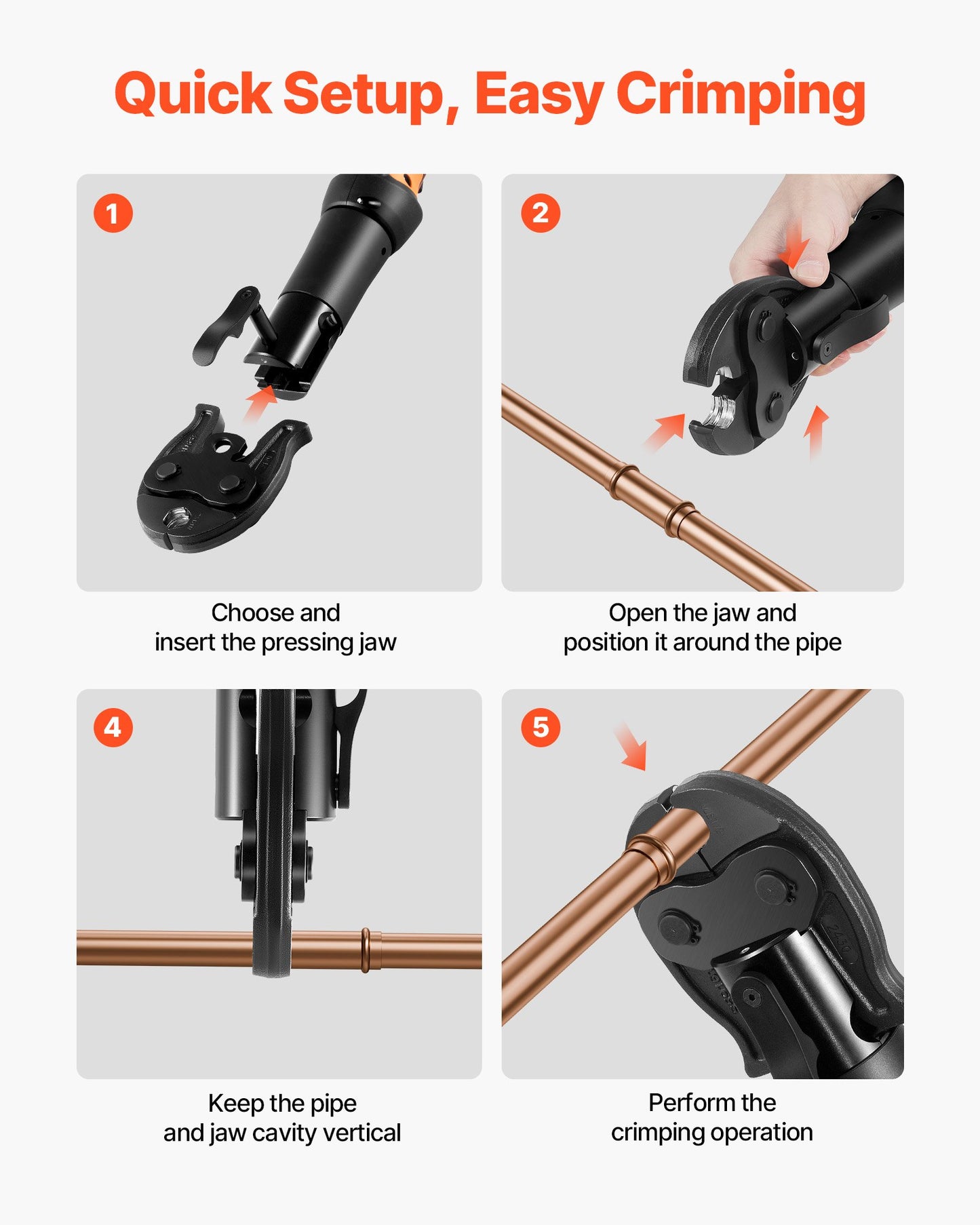1/2" ProPress Jaw For Compact Series Press Tools, 52 HRC Hardened Steel Pressing Jaw - Compatible With 24KN Press Tools For Copper Pipes Connections
