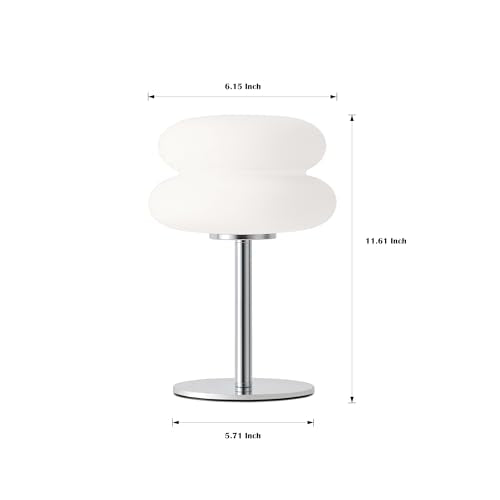LSTVZSNRX White Mushroom Lamp, Mid Century Modern Lamp for Nightstand, Dimmable Retro Egg Tart Bedside Lamps, Home Decor A...