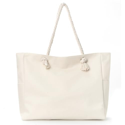 Apxouans Beach Bags for Women Large Waterproof Beach Travel Tote Bags Sandproof Swim Pool Bag Canvas Zipper Big Tote