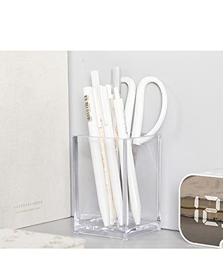 HSYMQ 2 Pack Clear Acrylic Pencil Pen Holder Cup, Makeup Brush Holder Acrylic Desk Accessories