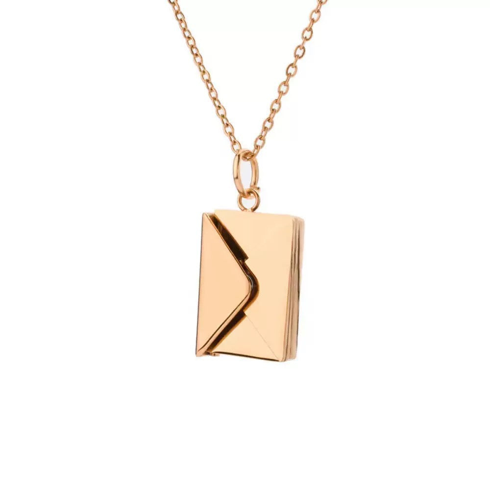 Personalized Flip Envelope Pendant Creative Gift Stainless-steel Jewelry Apple-box Set