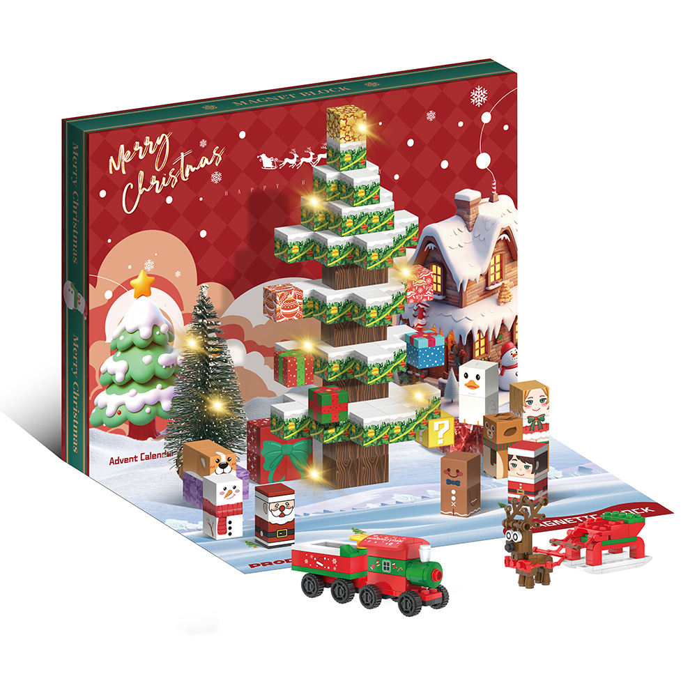 Magnetic Building Countdown 24 Calendar Blind Box Magnetic Block Christmas Advent Gift Children's Toys