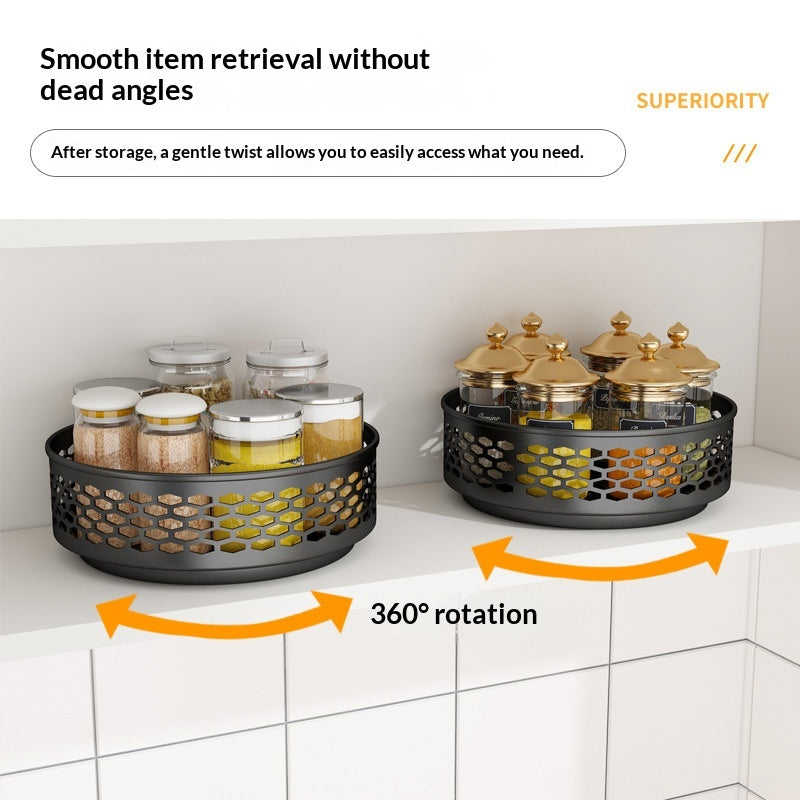 Kitchen Shelf Floor-standing Rotating Spice Rack Carbon Steel