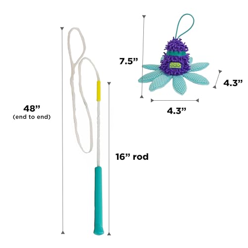 Outward Hound FlyFetch Teaser Wand Dog Toy with Crinkle Attachment, Durable for Indoor & Outdoor Play, All Breeds, 17.7"