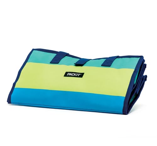 PackIt Freezable Grocery Tote, with EcoFreeze Technology, Foldable, Reusable, Zip Closure, Dual Handles