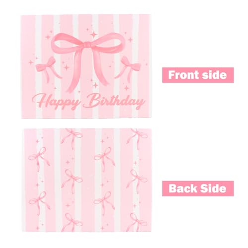 ACO-UINT Happy Birthday Gift Bags for Women Pink Bow Gift Bag with Tissue Paper and Ribbon Handles Pink Birthday Card, Cle...