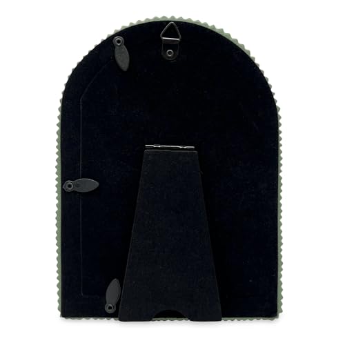 Isaac Jacobs 4x6 Glossy Rosemary Green Double Bead Arch Photo Frame with Black Fabric Easel, Tabletop, Wall-Mountable, She...
