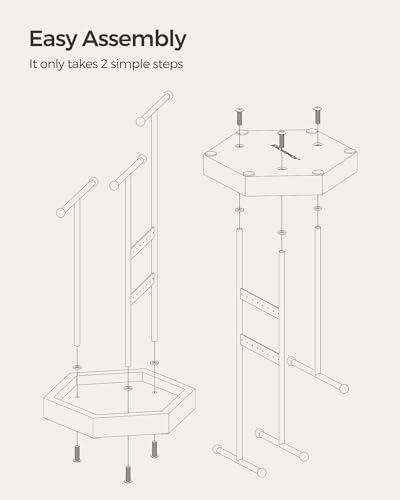 SONGMICS Jewelry Holder, Jewelry Organizer, 3 Tiers and 1 Tray, Jewelry Display Stand with Metal Frame, Necklace Earring B...
