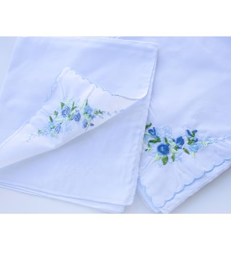 La closure Vintage Floral Cotton Embroidered Ladies Handkerchiefs Pack