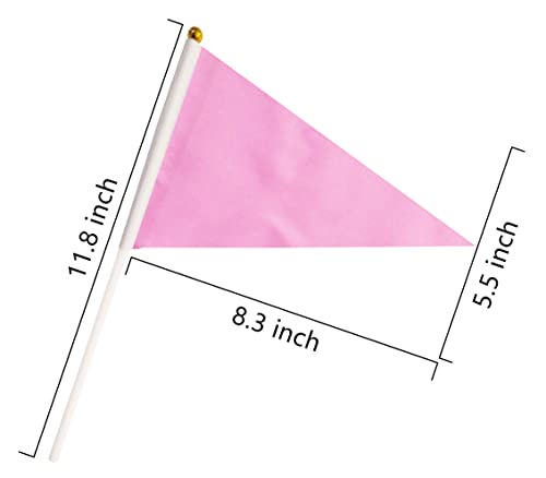 25 Pack Pink Pennant Flags Small Mini Hand Held Solid Color Pennant On Sticks Flags,Party Events Celebration,School,Grand ...