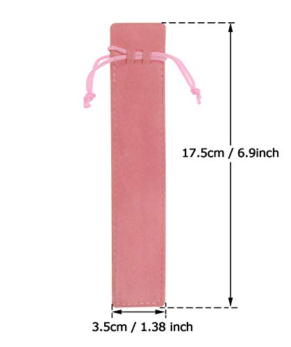 Tupalizy 6.9x1.4 Inch Velvet Drawstring Pen Pouch Bag Single Suede Pen Sleeve Holder Small Case Pencil Pouch for Protectin...