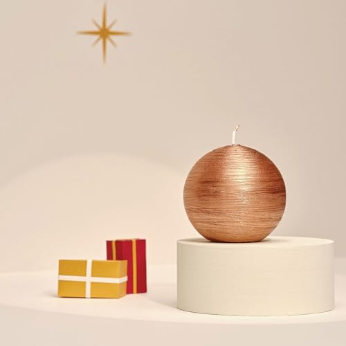 Bougies La Francaise - Ball Candle - Made in Europe, Copper Color, 200g, +/- 15-Hour Burn Time - Diameter 3.15 inches