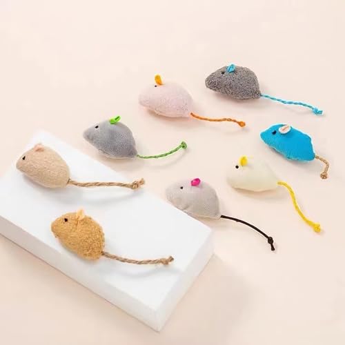 YIKANGHENG Interactive Cat Rat, 10 Pcs Colourful 4 Inch Plush Rat for Interactiving Cat and Pet (Small)