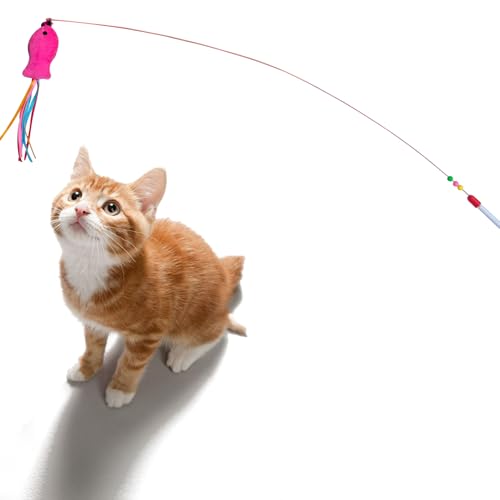 HerMia 84 Pcs Cat Toys Set for Indoor Cats, Interactive Kitten Toys with Plush Balls Launcher & Teaser Wand, Includes Crin...