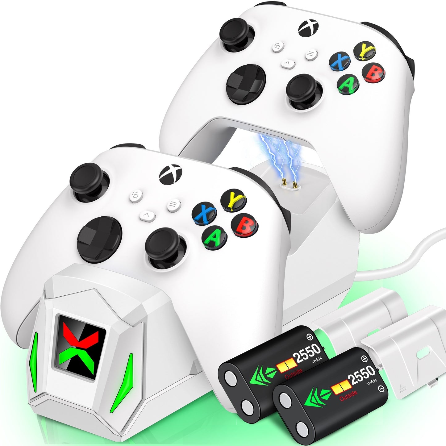Controller Charging Station With 2x5520mWh Rechargeable Battery