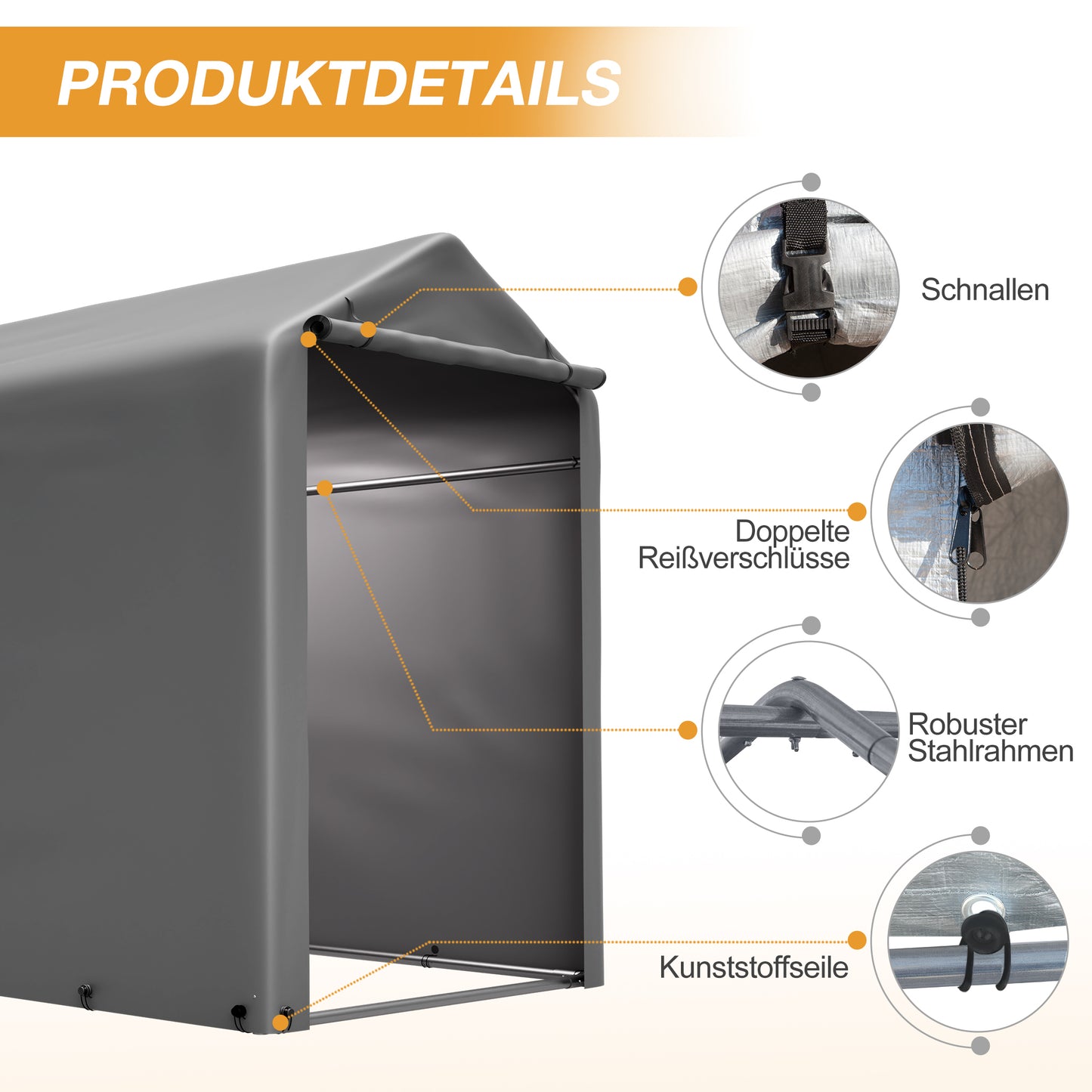 Bicycle Garage 187x100x160 Cm Black Steel Frame Powder-coated Weatherproof Tent With PE Tarpaulin Dark Grey For Bicycle & Garden Tools Ideal For Balcony, Terrace & Courtyard