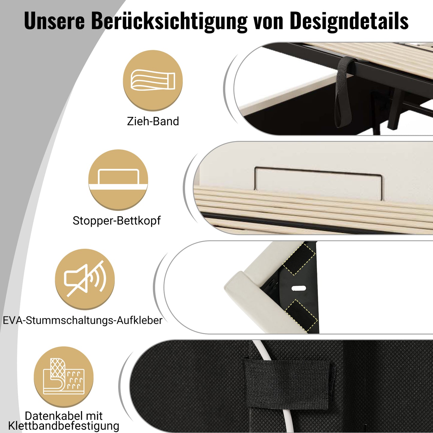 Upholstered Bed 160x200, Double Bed Storage Bed With App Control LED And USB-C Charging Function, Bed Frame With Slatted Frame, PU, White, Without Mattress And Bedside Table