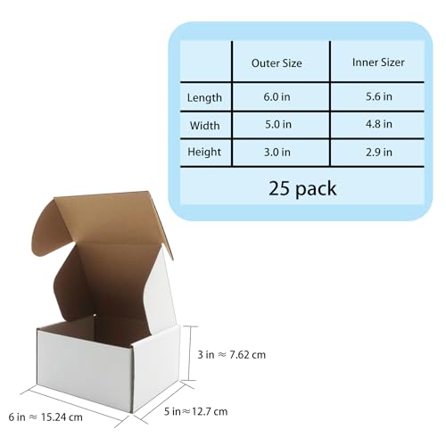 6x5x3 inch Shipping Boxes, White Corrugated Cardboard Box Literature Mailing Shipping Packaging Recyclable Storage Boxes a...