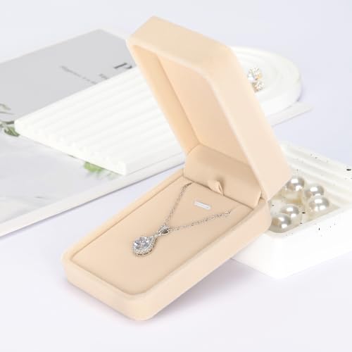 KUKUVR 6 Pieces Classic Velvet Necklace Pendant Box for Jewelry Gift, Small Jewellry Storage Display Case for Wedding Enga...