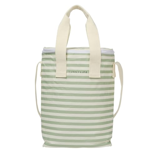 SUNNYLiFE Light Cooler Drinks Bag, Sea Sage Stripe, PP/PEVA/EPE Material, 13.39 x 9.45 x 4.33 inches, 0.73 lbs, Insulated,...