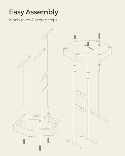 SONGMICS Jewelry Holder, Jewelry Organizer, 3 Tiers and 1 Tray, Jewelry Display Stand with Metal Frame, Necklace Earring B...
