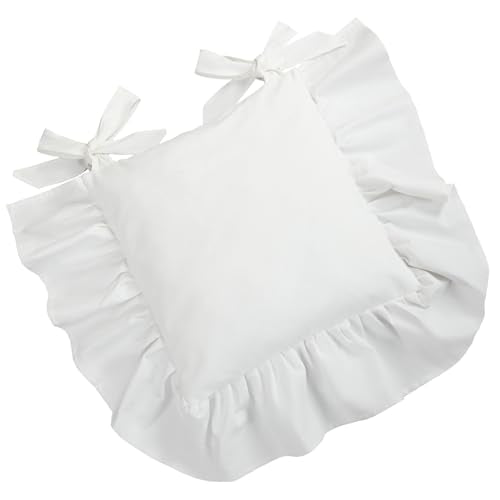 Hillsuren 4 Pcs Ruffle Chair Cushions Cover 17.5''x17.5'' French Chair Pad Slipcover with Ties Ruffled Skirt Seat Cover Fa...
