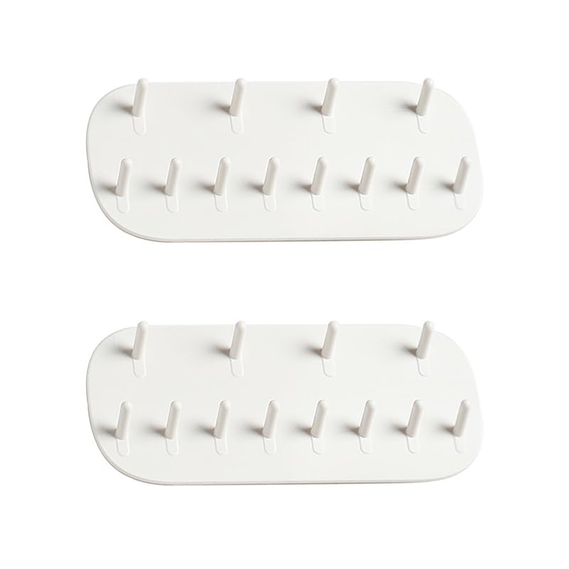 2PCS Wall Mounted Jewelry Organizer Storage Rack, White Plastic Earrings Necklace, Gifts, Bedroom-Bathroom-Kitchen-Decor