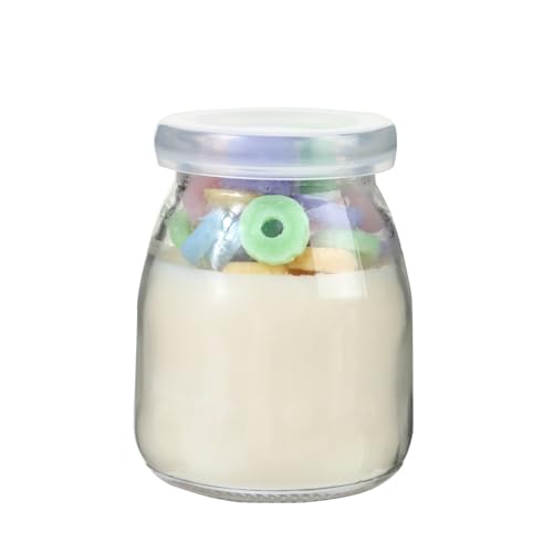 Pudding Cup Donut Shape Scented Candle Glass Jar,230G Perfume Floral Soy Wax Aesthetic Decorative Aroma Candle for Wedding...