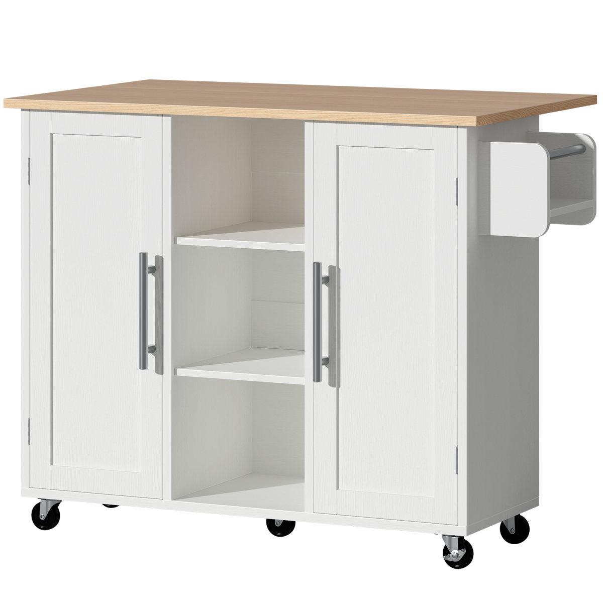 Kitchen Cart With Storage And Drop Leaf Tabletop, Rolling Island On Wheels For Extra Workspace