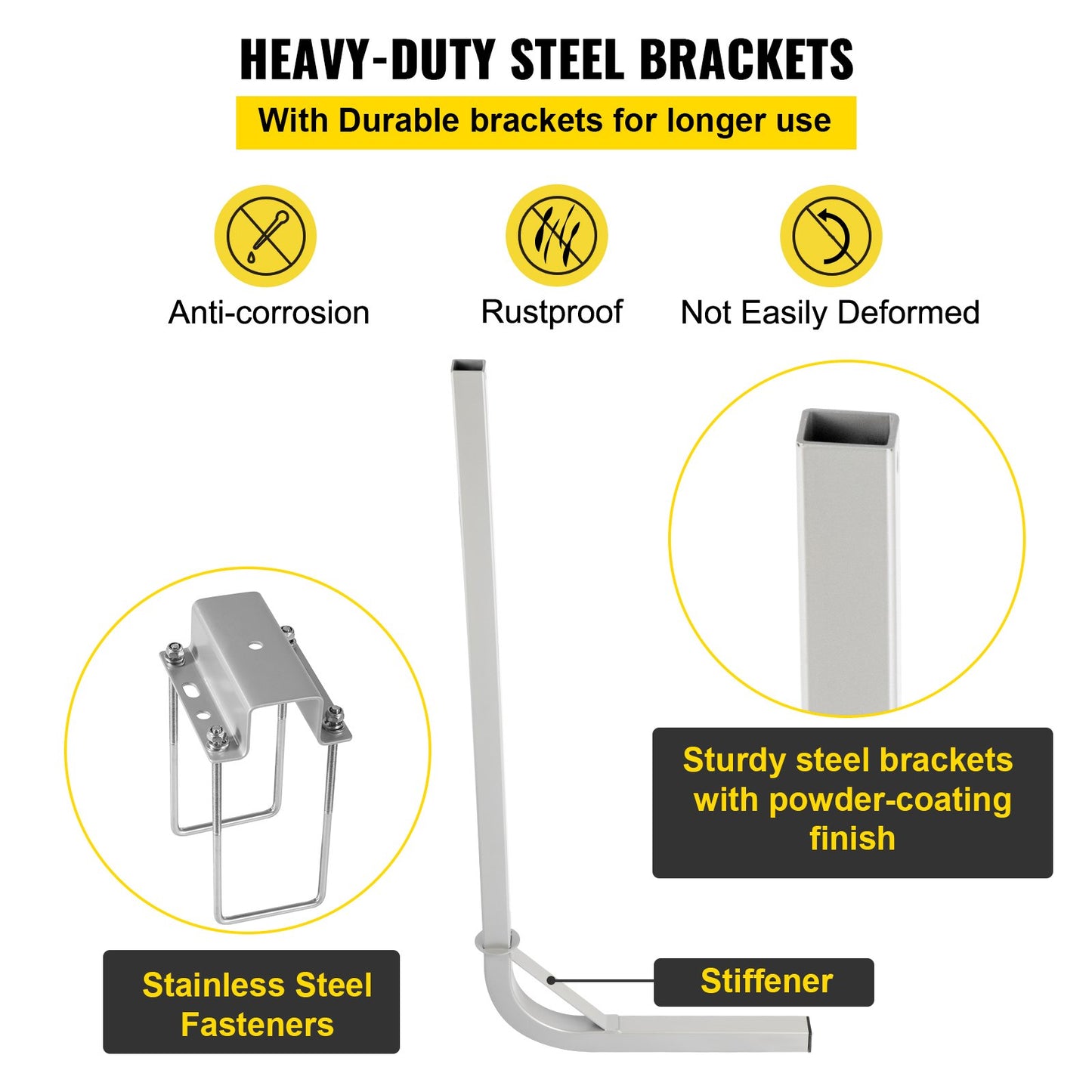 Boat Trailer Guide-on, 60\", 2PCS Steel Trailer Post Guide Ons, With White PVC Tube Covers, Complete Mounting Accessories Included, For Ski Boat, Fishing Boat Or Sailboat Trailer