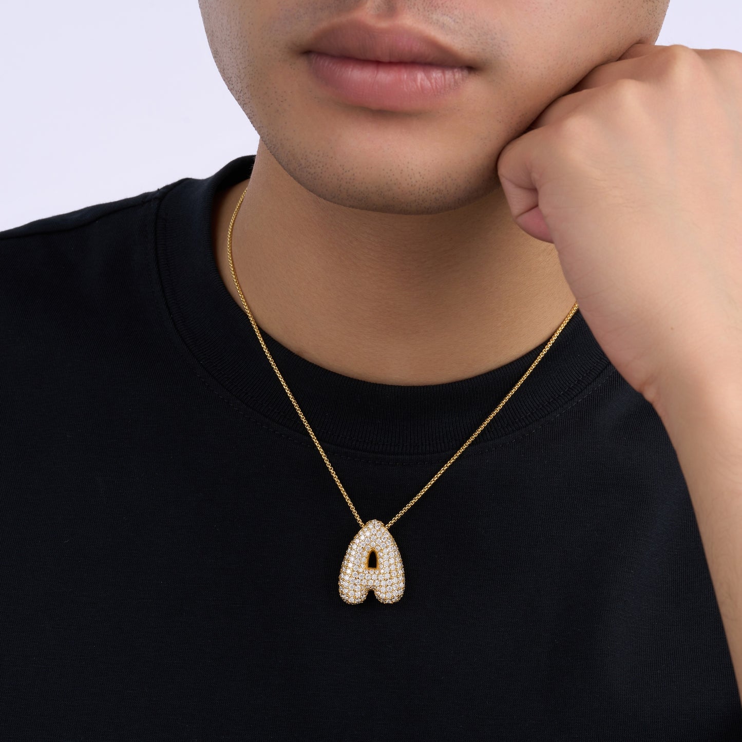 S925 Sterling Silver Gold Plated Initial Necklace For Women D Color VVS1 Moissanite Bubble Letter Pendant With GRA Certificate Heavy Solid Personalized Birthday Gift Box Set A-Z