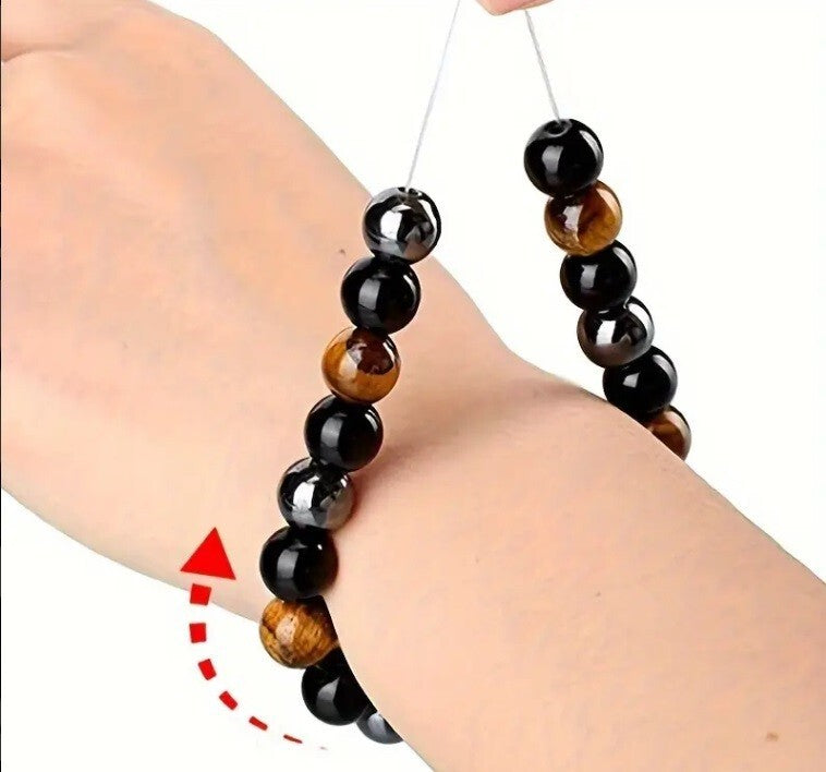 Triple Protection Bracelet, 2 Pieces Black Obsidian Tiger's Eye Stone Hematite Bracelet, Natural Tiger's Eye Bracelet Good Luck Bracelet Gift For Him Friend Husband Father