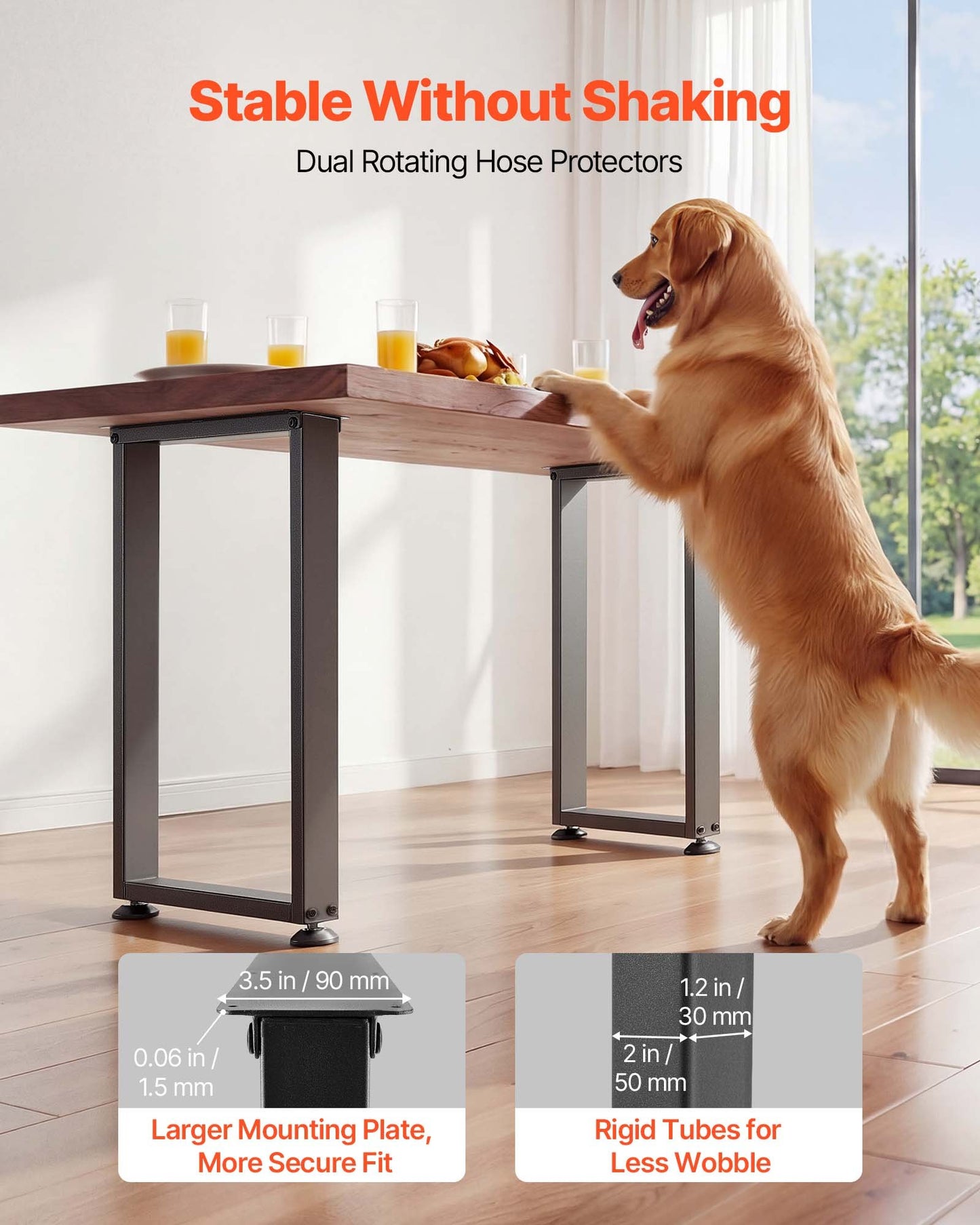 Table Legs, 29.1" H X 17.7" W Square Steel Furniture Legs, Modular Design, Easy Assembly, 2204 Lbs Max Load Heavy Duty, For Home Office Desk, Workbenches, Dinner Bar Tables, Set Of 2, Black